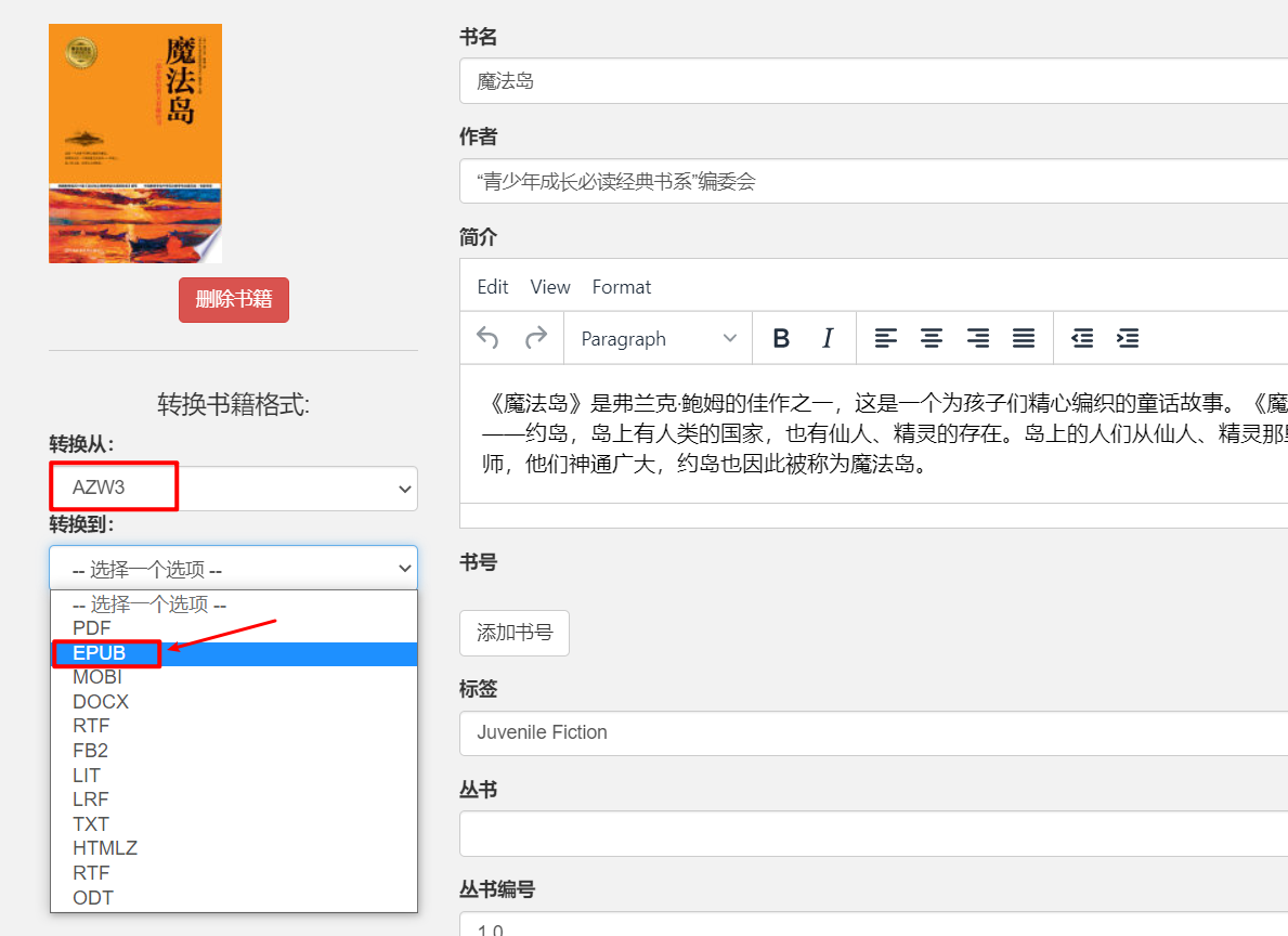 转换为epub格式
