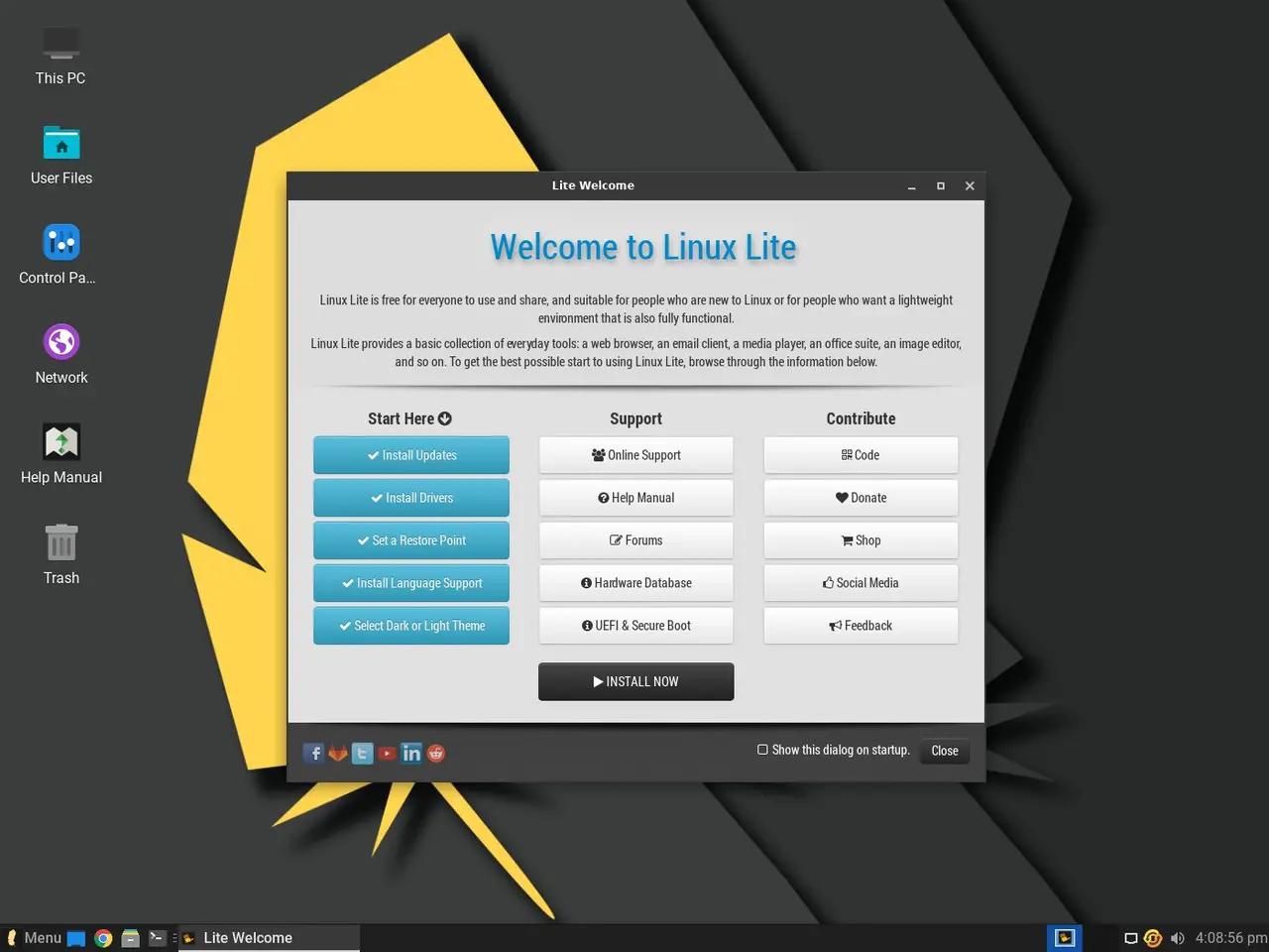 linux 发行版本_Linux Lite 6.0 Fluorite Ubuntu 22.04 LTS Xfce 4.16 Materia主题 Lite Patch辅助技术 Chrome浏览器系统监控中心